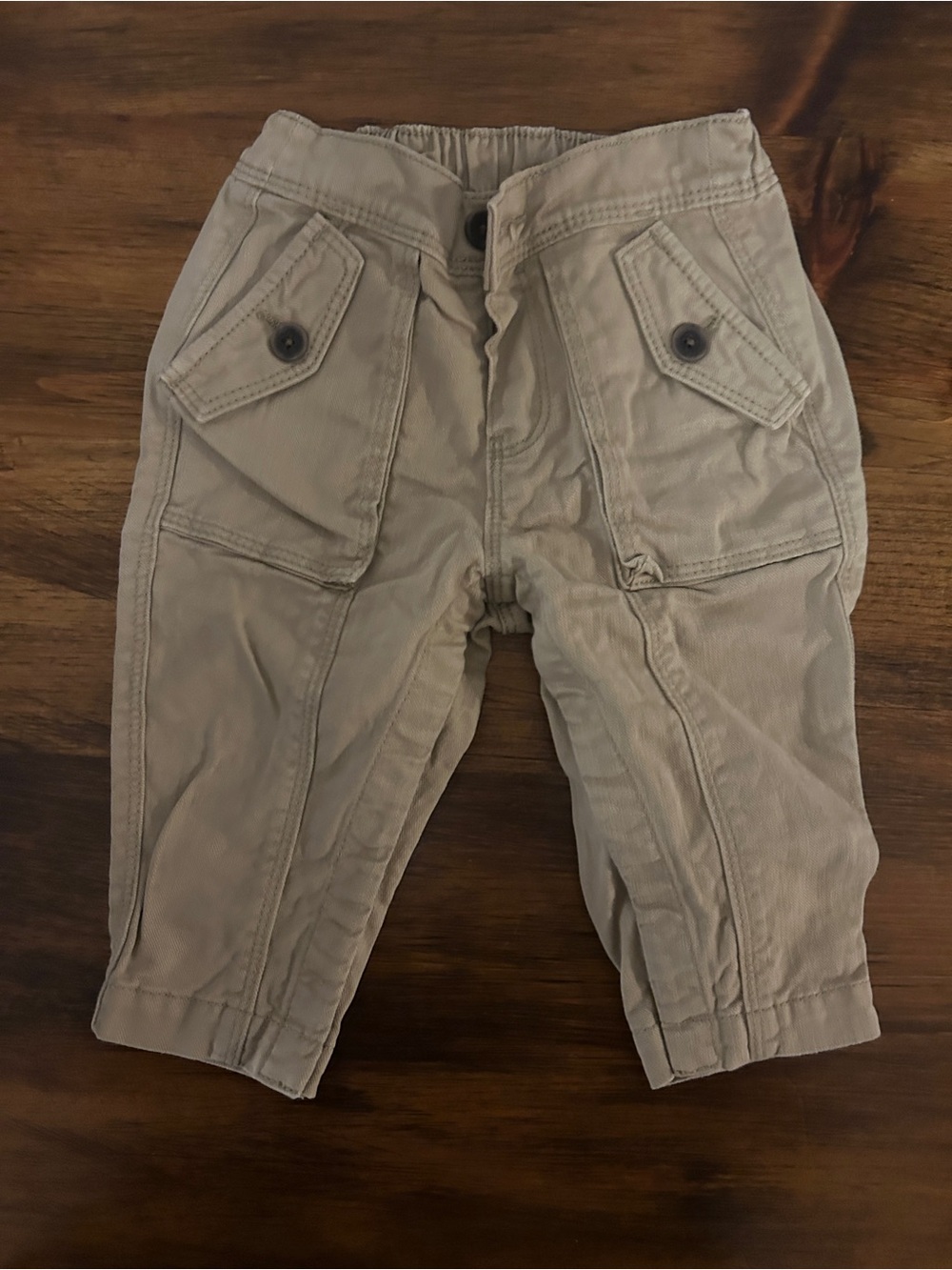 Baby barrel-Style Cotton Pants in Taupe